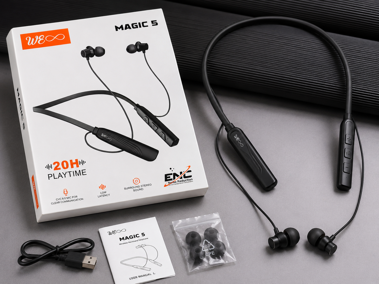 WE Infinity Magic 5 Wireless Bluetooth Neckband | ENC Noise Reduction | 20 Hours Playback | Bluetooth Earphones
