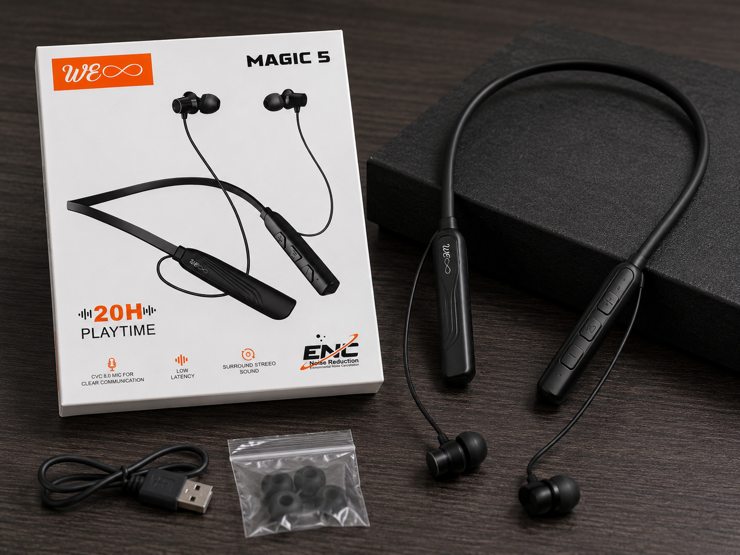 WE Infinity Magic 5 Wireless Bluetooth Neckband | ENC Noise Reduction | 20 Hours Playback | Bluetooth Earphones